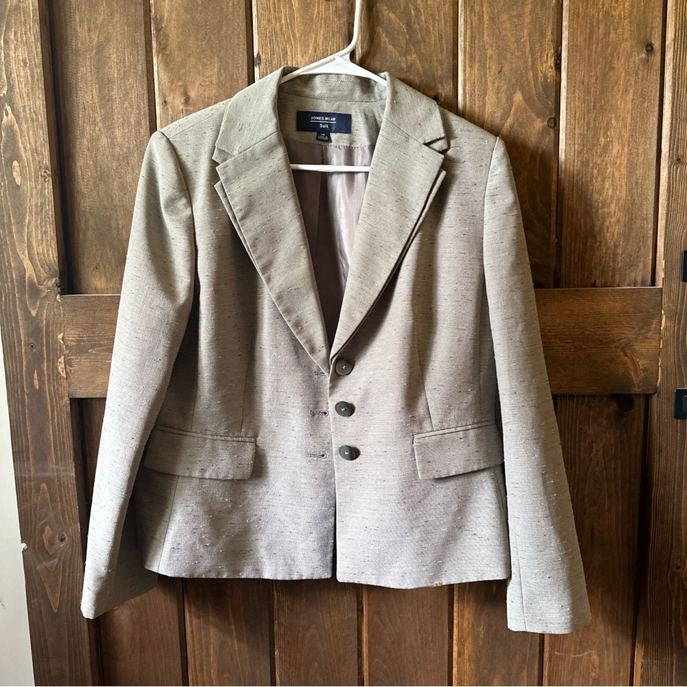 Jones Wear Women Blazer Size 14 Suit Separate Single Breasted Notch Gray Speckle